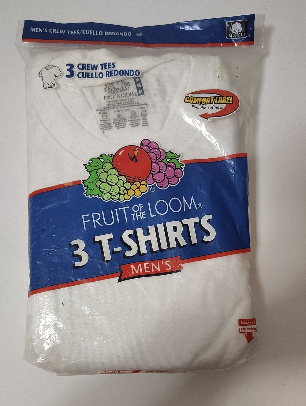 Vintage 2003 Fruit of the Loom Men’s White Crew Neck T-Shirts - 3Pack - Size M